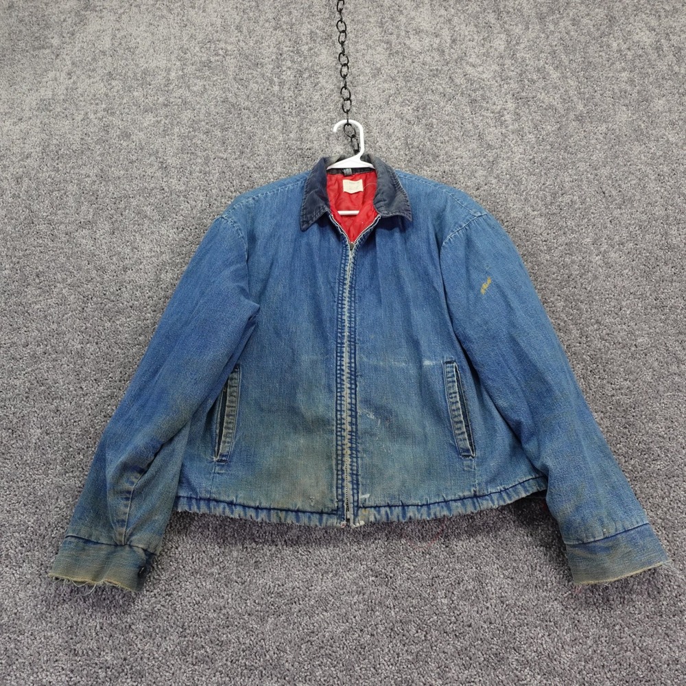 Big Mac Denim Jacket Mens No Size Blue Vintage JCPenney Quilt Lined Workwear